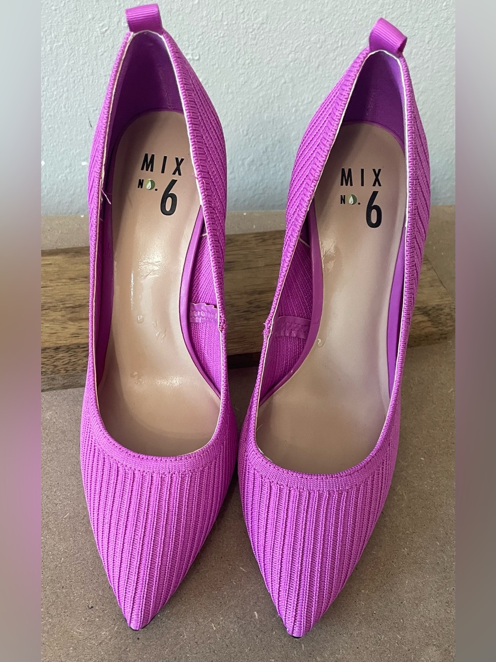 Mix No. 6 Purple Fuchsia Stretch Knit Pointed-Toe Stiletto Pumps Sz 8.5 - Picture 3 of 5